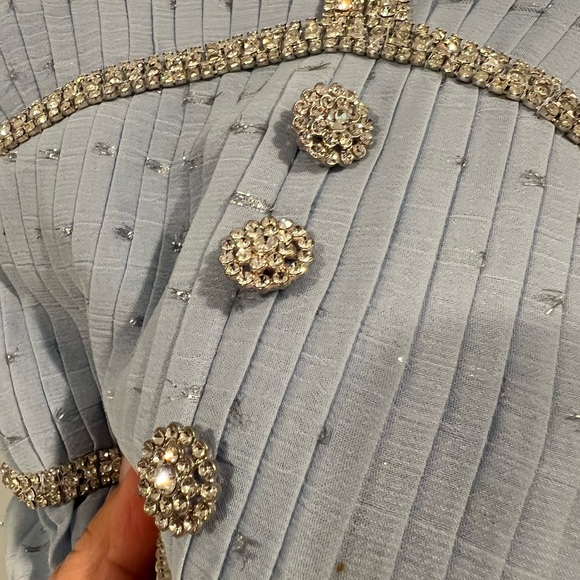 Selft-portrait Blue Metallic Chiffon Midi Dress - Luxurious ❤️🔥 - Picture 15 of 16